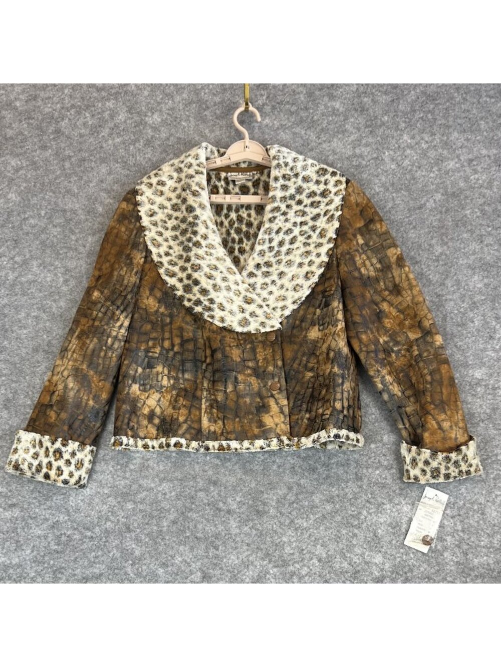 NWT Joseph Ribkoff Womans 16 Brown Leopard Croco Print Animal Print Jacket Coat